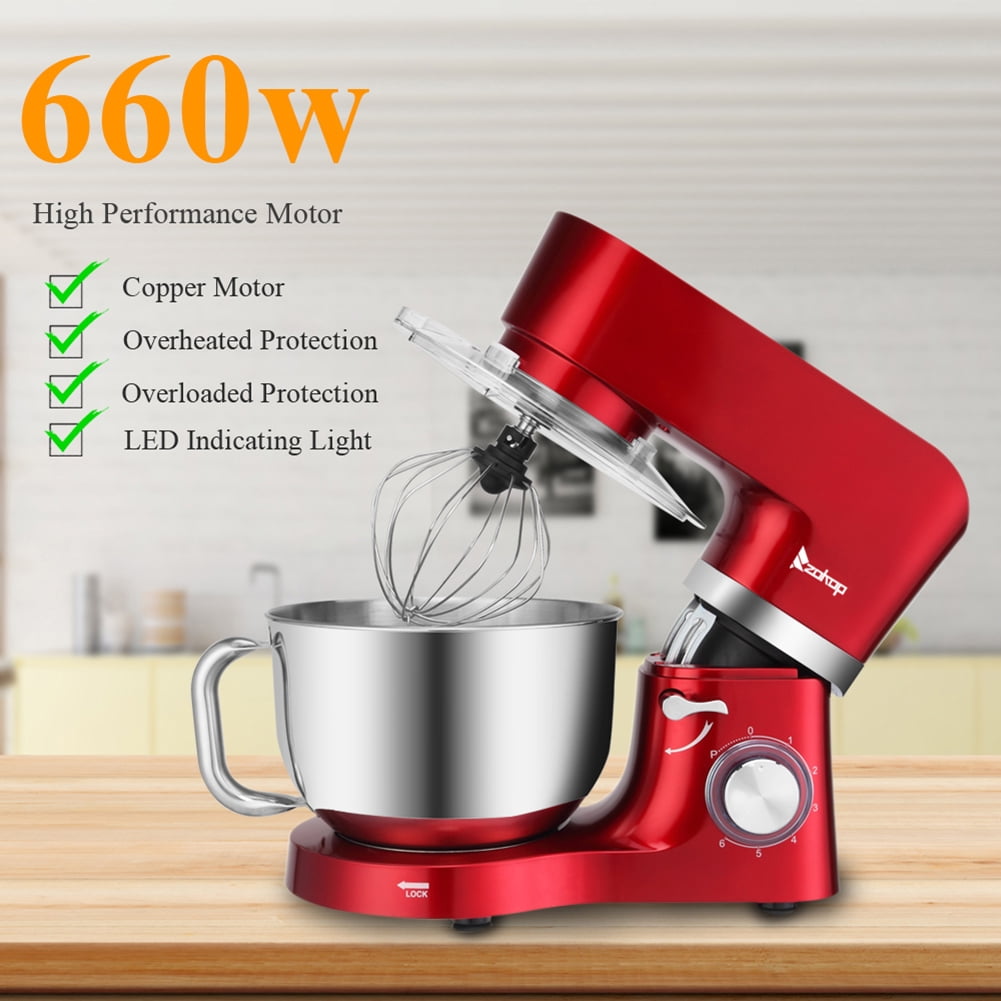 Private Jungle 660W 7-Speed Tilt-Head Kitchen Mixer, with 5.8QT Stainless Steel Mixing Bowl, Beater, Dough Hook, Whisk, Household Use - Red Private Jungle 660W 7-Speed Tilt-Head Kitchen Mixer, with 5.8QT Stainless Steel Mixing Bowl, Beater, Dough Hook, Whisk, Household Use - Red