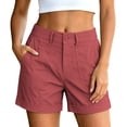 thumbnail image 5 of HomeDM Shorts for Women High Wasit Button Zip Closure Wide Leg Shorts Wine Summer Casual Work with Pockets Size 3XL, 5 of 8