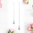 thumbnail image 2 of Pendientes colgantes con borlas y decoración de diamantes de imitación elegantes de lujo para mujer (plata asimétrica), 2 of 2