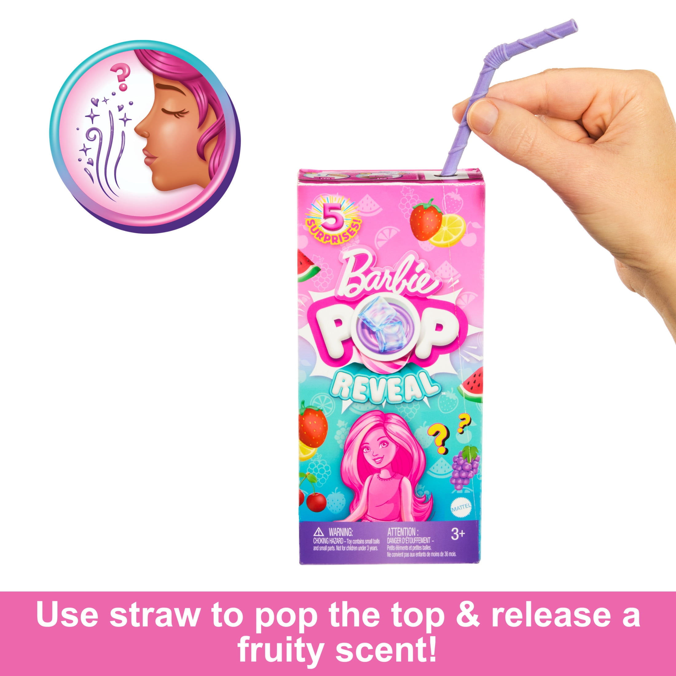 Barbie Pop Reveal Fruit Series Chelsea Doll with 5 Surprises Including Pop-It Pet, Scent & Color Change (Styles May Vary)