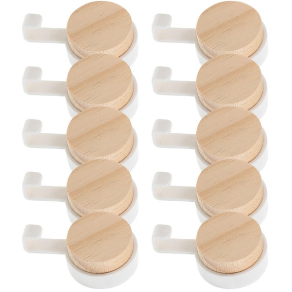 GAXIRE Adhesive Hooks Wood Wall Hanging Hooks Heavy Duty Holding Household Users Kitchen 10pcs