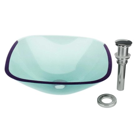 Green Glass Counter Renovators Supply Green Single Layer Square Tempered Glass Above Counter Vessel Sink ()