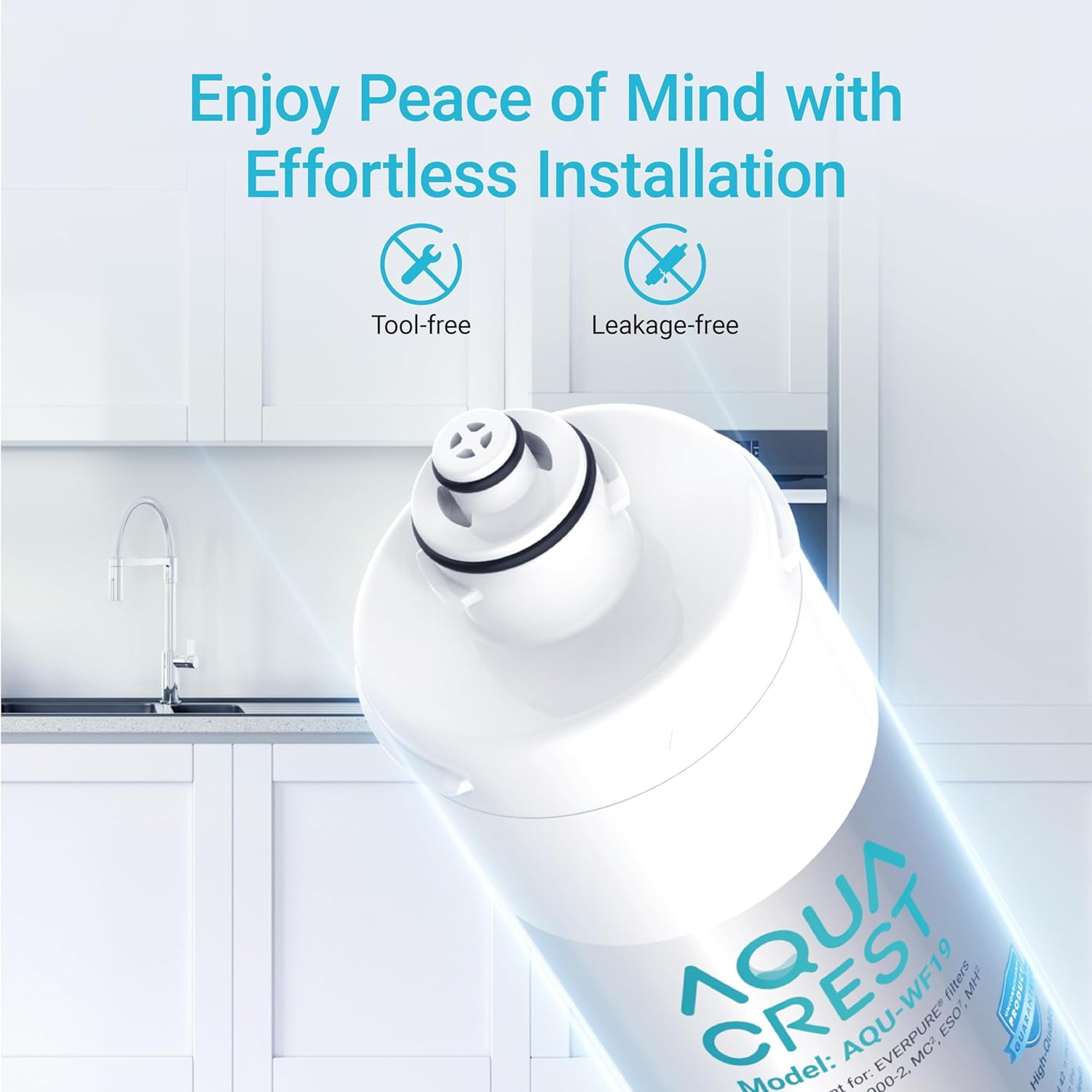 AQUA CREST I2000 2 Under Sink Water Filter, Replacement for Everpure I2000 2, EV9612-22, MC2, ESO7, MH2, EV9612-56, EV9607-25, EV9613-21, NSF/ANSI 42 Certified, 26000 Gallons, 2 Pack