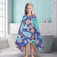 thumbnail image 6 of Blue Paisley and Floral Pattern Hooded Bath Towel，60"x35" for Ages 3 To 12 Kids, Quick Dry Lightweight Soft Microfiber Hood Beach Towel Cover Up for Kids, 6 of 7