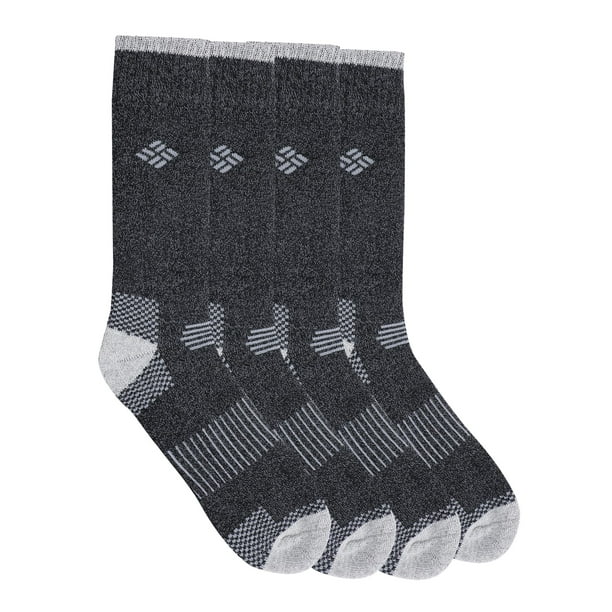 Calcetines redondos Columbia Moisture Control para hombre, paquete de 4, negro/gris