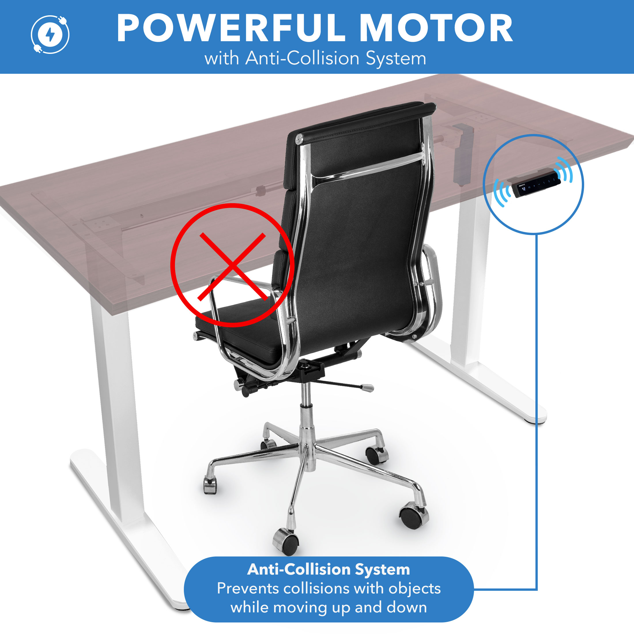 Mount-It! Electric Standing Desk White Frame with Extra-Wide 55" Desktop,  Ergonomic
