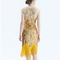 thumbnail image 4 of XFLWAM Women's 1920s Flapper Dress Vintage Gatsby Cap Sleeve Sparkle Sequins Fringe Cocktail Wedding Party Evening Gown Roaring Dress, 4 of 4