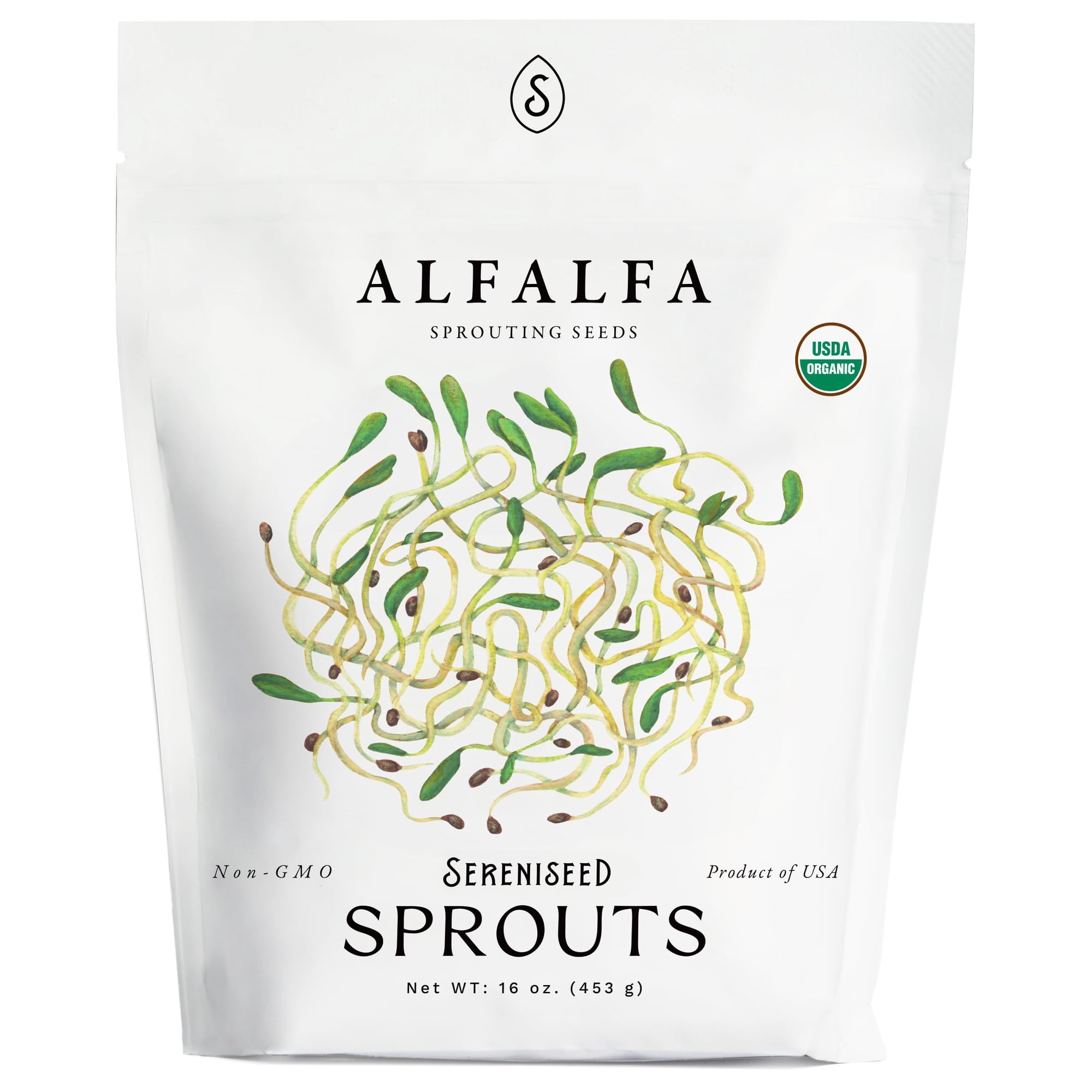 Organic Alfalfa Sprout Seeds (16 oz) – Non-GMO, Heirloom Seeds for Sprouting and Microgreens