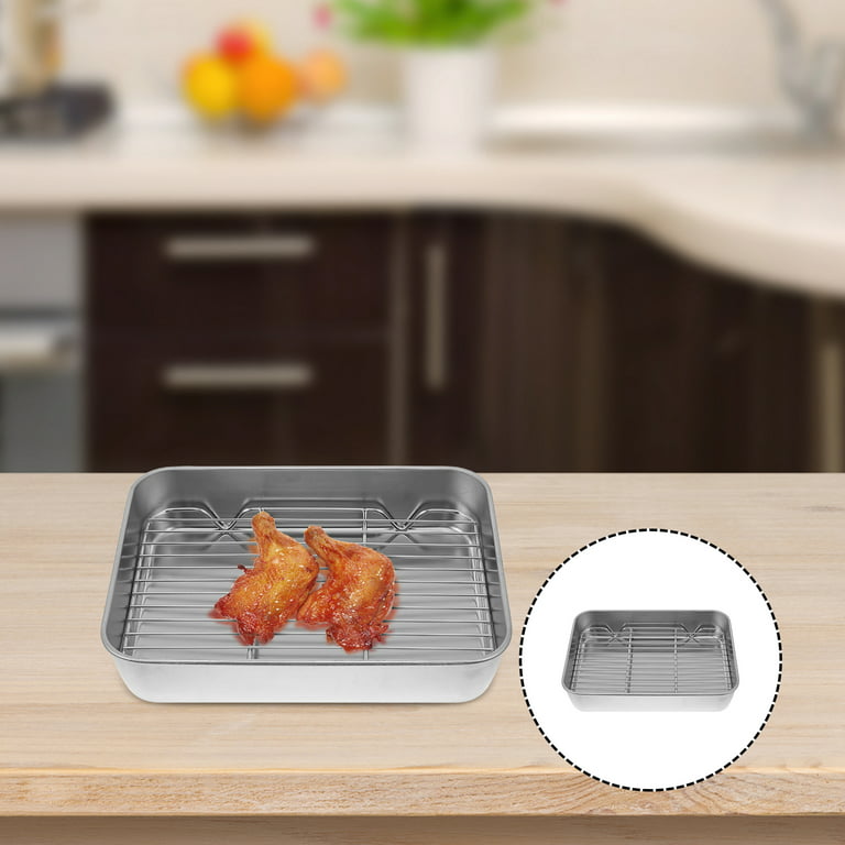 Baking Tray With Wire Rack Set 304 Stainless Steel Baking Sheet Pan BBQ  Tray Oven Rack