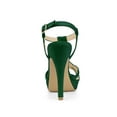 thumbnail image 2 of BLISSFUL STEP Women T Strap Slingback Platform Stiletto Heel Sandals Emerald Green 7, 2 of 7