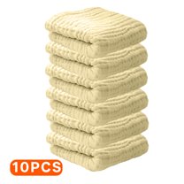 AUQ 10Pcs Wash Cloth,Thick Absorbent Multi Layer Surface Face Wash Cloth,Smooth Even Stitch Finish Wash Rags for Body,Yellow,11.81*11.81*0.39in