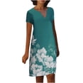 thumbnail image 1 of Vestido de falda media de cintura suelta informal con estampado de manga corta y temperamento informal para mujer Fridja  qw5370, 1 of 8
