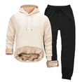 thumbnail image 3 of Blekii Men's 2 Piece Tracksuit Sets Fleece Fuzzy Hooded Sherpa Sweatshirt & Joggers, Winter Warm Two-Piece Outfit, Cuffed Ankle Sweatpants Set, Thick Cozy Loungewear for Cold Days,, 3 of 10