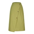 thumbnail image 4 of New Summer Arrivals SMihono Women's Summer Cotton Linen Elastic Buttoned Swing Midi A Line Skirt Button Front Casual Midi Skirt with Pockets Army Green XXL, 4 of 6