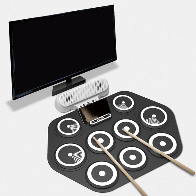 Tambour Enroulable, Tambour Électronique Rechargeable BT Portable pour Extérieur