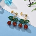 thumbnail image 2 of Cherry Dangle Stud Earring Seed Red Agate Stainless Steel Stud Earring Gold Z308, 2 of 2