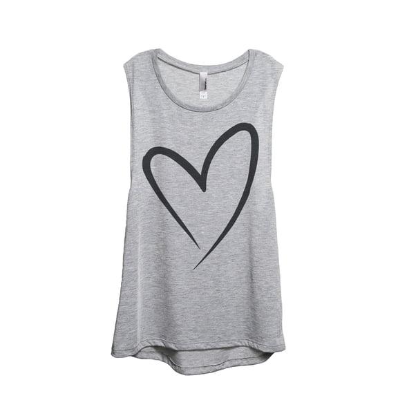 Thread Tank Simply Heart Women's Sleeveless Muscle Tank Top Sport Grey Small