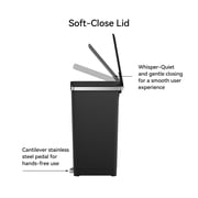 EKO Hana Step Trash Can, 2-Pack, 8-Gallon Each, Black Plastic