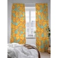 thumbnail image 3 of Vintage Plant Sheer Curtains 2 Panels Set Abstract Orange Blue Floral Leaf Farm Lihgt Filtering Rod Pocket Voile Drape, Semi Sheer Window Curtains for Bedroom Living Room, 52"x96", 3 of 5