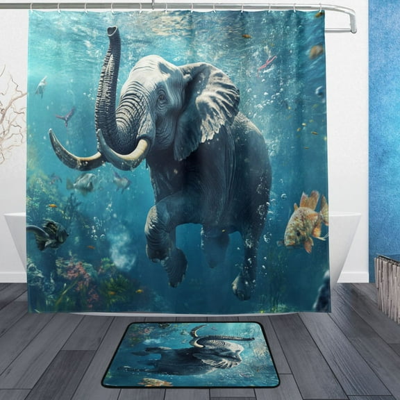 BZSMCE Shower Curtain and Bath Accessory Set,Oceanic Wonder Pattern