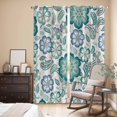 thumbnail image 3 of Kitchen Curtains 84 Inch Length 2 Panels, Teal Paisley Pattern Grommets Window Treatment Curtain, Boho Ethnic Floral Traditional Thermal Curtains Drapes for Living Room/Bathroom, 3 of 9