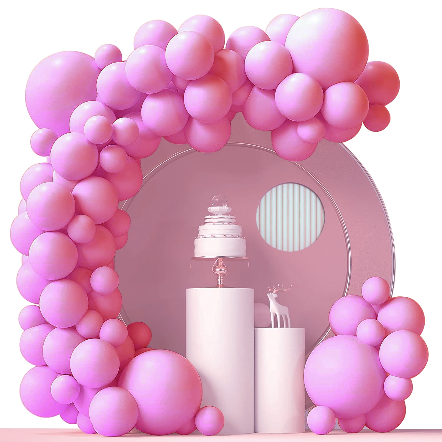Pink Balloons - 100pcs 18''+12''+10''+5'' Latex Balloon Arch Garland Kit for Kids Family Birthday Party Graduation Baby Shower Wedding Holiday Balloon Decoration