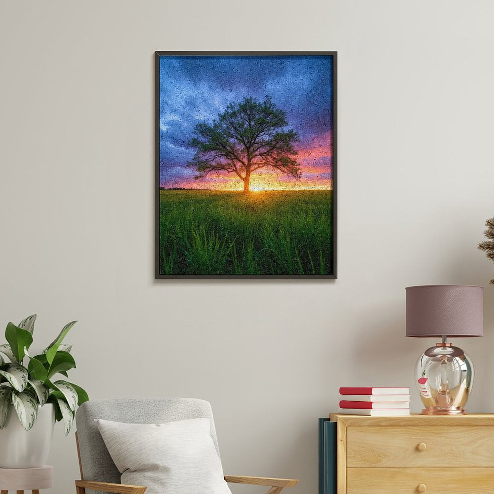 Paint by Numbers Kit for Adults, Sunset Tree Serenity Field Sky Paint by Numbers, Easy Paint by Numbers Kit for Adults Beginner, DIY Adult Paint by Number Kits on Canvas, 12x16in Home Decor
