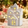thumbnail image 6 of Porcelain Christmas Village House Ceramic LED Lighted Small House Hollow Out Design for Winter Home Display, 6 of 9