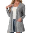 thumbnail image 7 of Women's Lightweight Cardigan Long Sleeve Sweater Open Front Casual Fall Cardigans with Pockets,Light Gray XL, 7 of 7