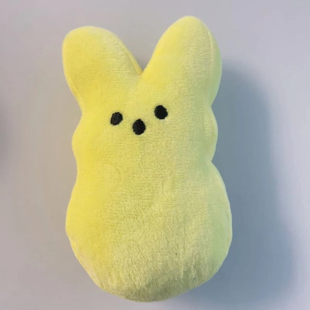 2025 Nuevo Conejo de Pascua de Peluche, Conejo de Pascua con Zanahoria Animales de Peluche, Adorable Cesta de Pascua Decoraciones de Conejo de Pascua para Niños (Amarillo)