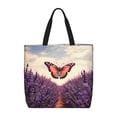 thumbnail image 1 of Disketp Butterfly Over Lavender Bolsa Tote de Lona para Mujer, Bolso de Hombro y Cruzado con Cierre de Cremallera, 1 of 7