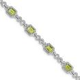 thumbnail image 3 of 925 Sterling Silver Rhodium-plated Diamond and Peridot Bracelet, 3 of 6