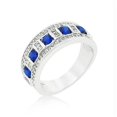 thumbnail image 1 of Blue and Clear Encrusted Silver Tone Ring, <b>Size :</b> 09, 1 of 1