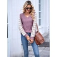 thumbnail image 4 of Womens Long Sleeve Shirts V-Neck Tops Business Casual Blouses Tee Trendy 2025 Fall Fashion Outfits Clothes  Red L, 4 of 7