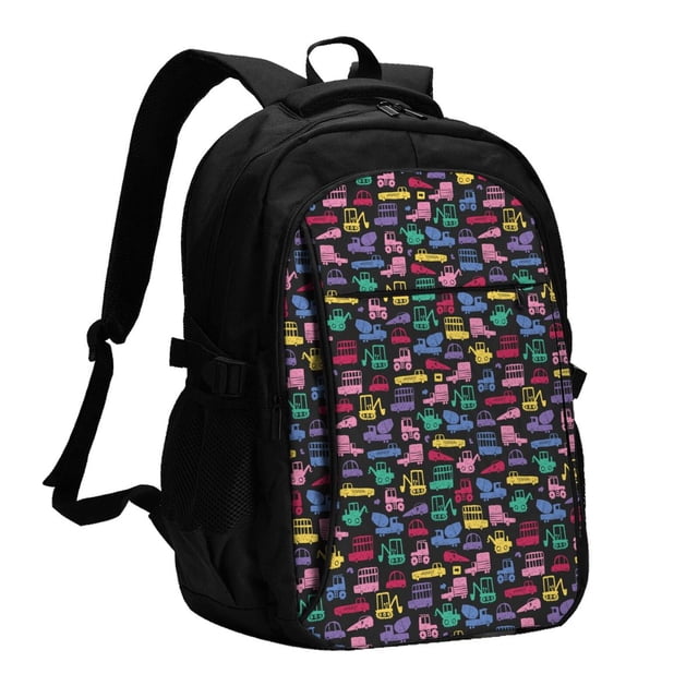 Balery Colorful Excavator Mochila con carga USB para hombre y mujer - Mochila impermeable y antirrobo para laptop con puerto USB para viajes, trabajo