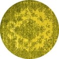 thumbnail image 1 of Ahgly Company Machine Washable Indoor Round Oriental Yellow Industrial Area Rugs, 4' Round, 1 of 4