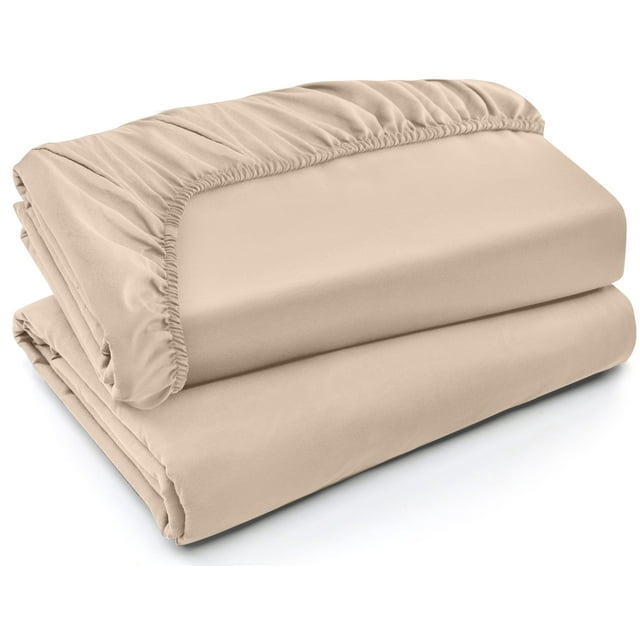 Sábanas ajustables Utopia Bedding Twin XL, paquete de 2 unidades, color beige