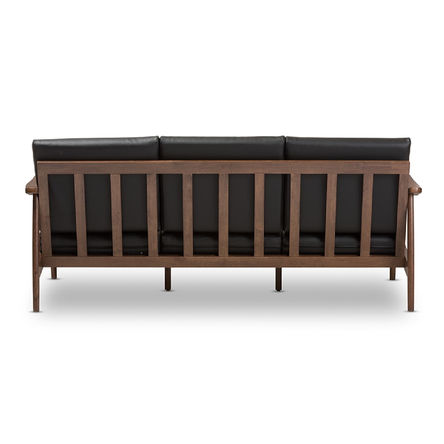 Baxton Studio Venza Mid-Century Modern Walnut Wood Black Faux