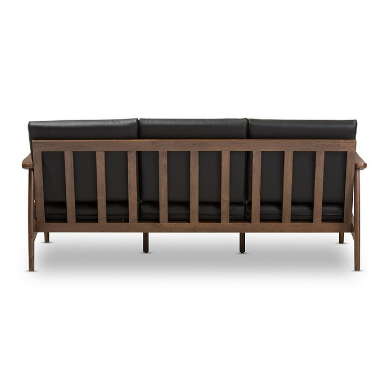 Baxton Studio Venza Mid-Century Modern Walnut Wood Black Faux