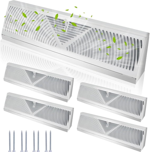 AIWFL 4 Pcs Corner Baseboard Register 18 Inch Duct Opening Size Vent Covers, Adjustable Lever for Air Flow Control