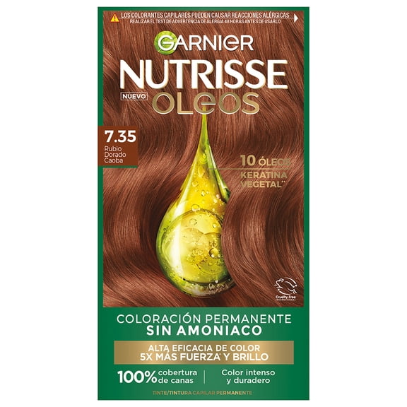 Tinte para cabello Nutrisse Oleos sin amoniaco 7.35 rubio dorado