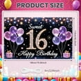thumbnail image 2 of Purple Theme Sweet 16 Banner Glittery Design Backdrop Balloon Decor Golden Number 16th Birthday Display for Sweet 16 Party Teen Birthday Girls' Celebration, 2 of 9