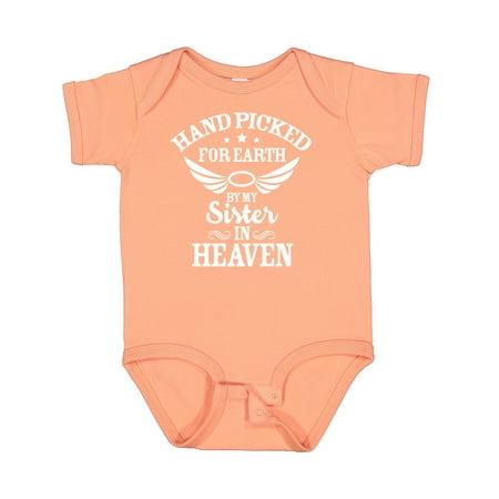 

Inktastic Handpicked for Earth by My Sister in Heaven with Angel Wings Gift Baby Boy or Baby Girl Bodysuit