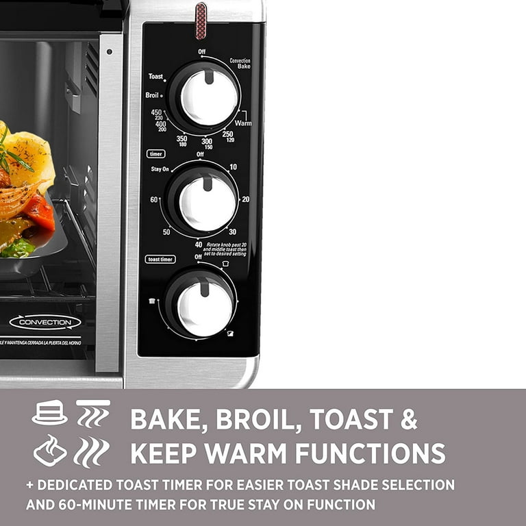 Extra Wide Countertop Toaster Oven - for 8-Slice Bread with Bake Pan, Broil  Rack & Toasting Rack (Black)