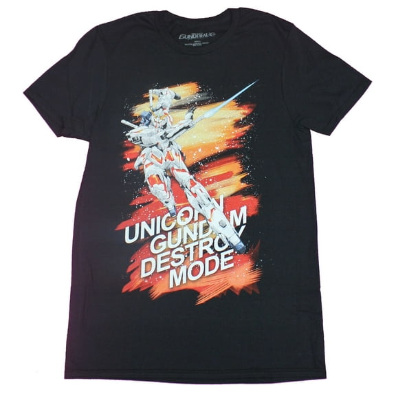 Mobile Suit Gundam Mens T-Shirt- Unicorn Gundam Destroy Mode Orange