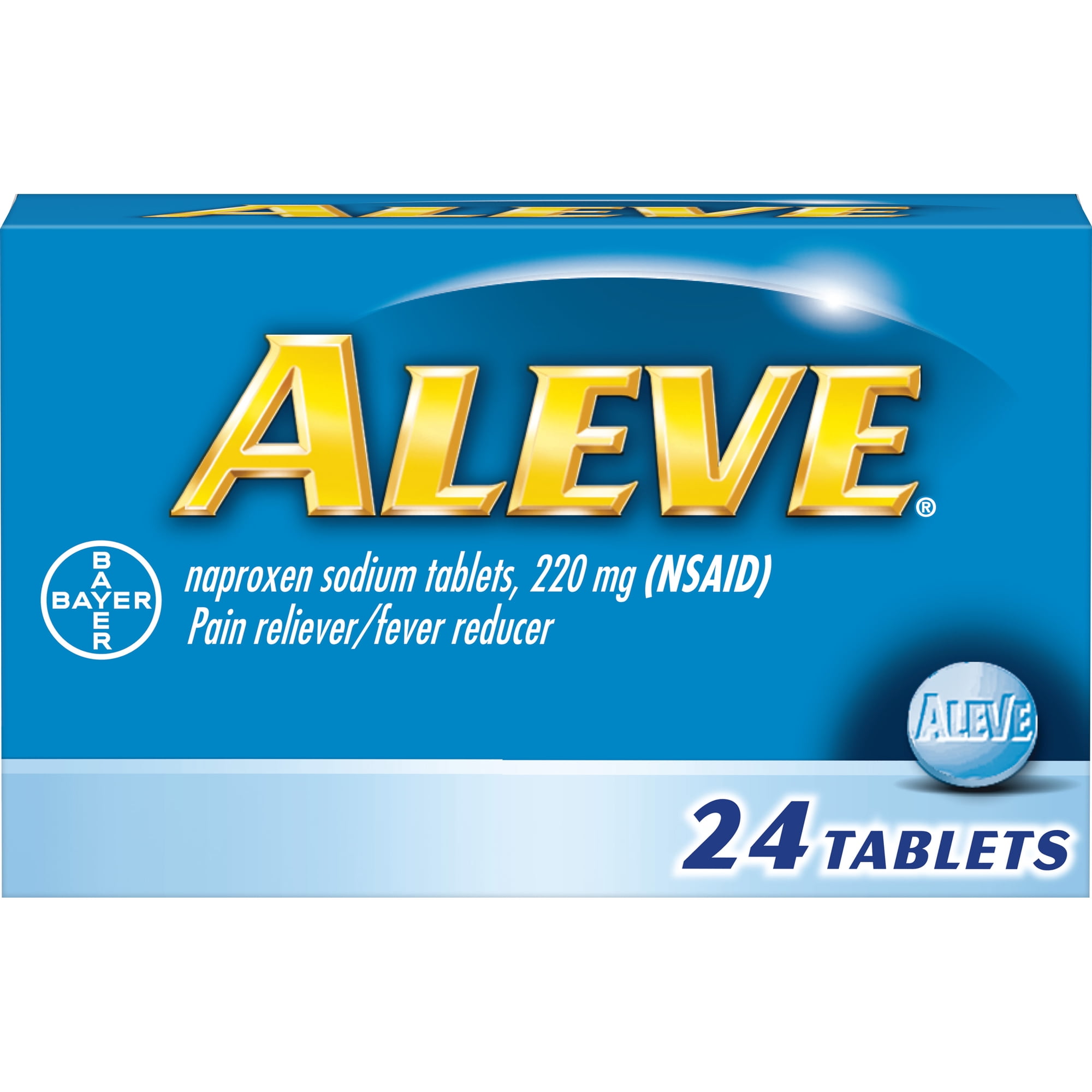 Aleve Pain Reliever/Fever Reducer Naproxen Sodium Tablets, 220 mg, 24 Ct