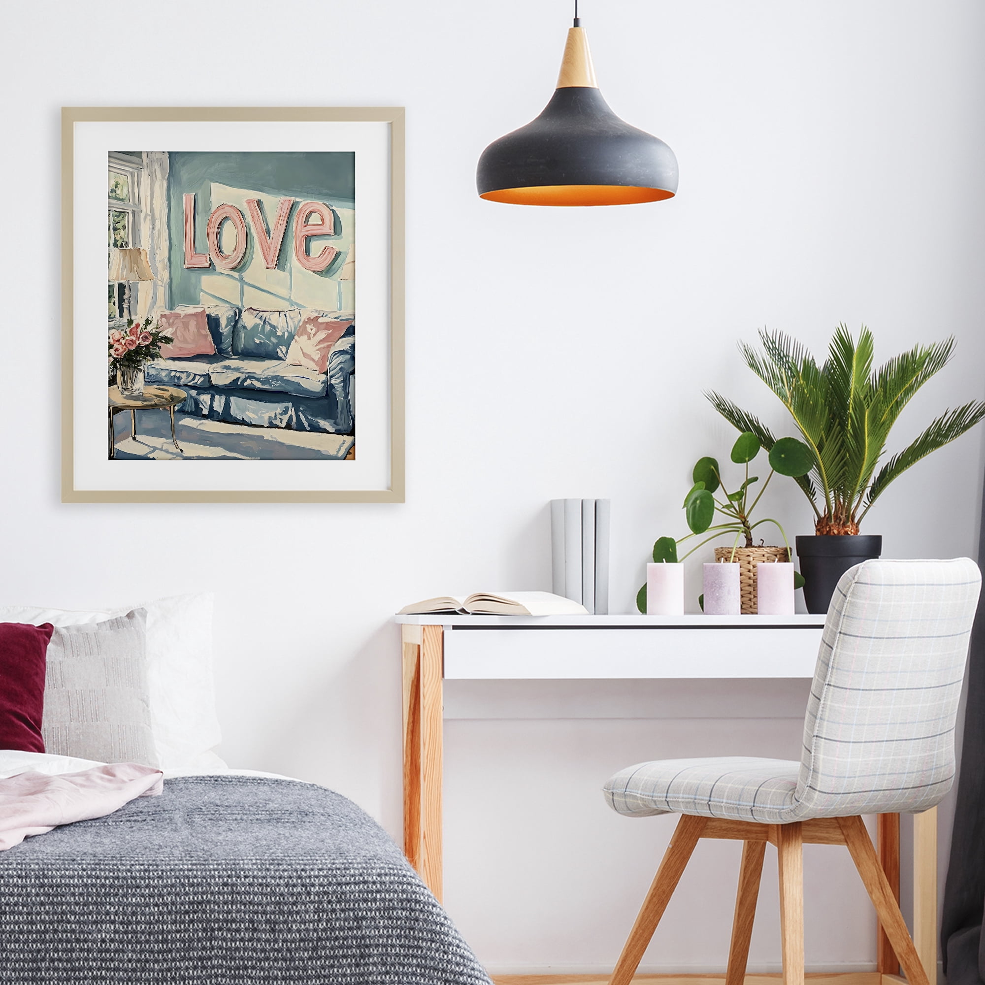 Stupell Industries Love Letters Above Cozy Couch Birch Framed Print Under Glass, design by The Prints Vibe