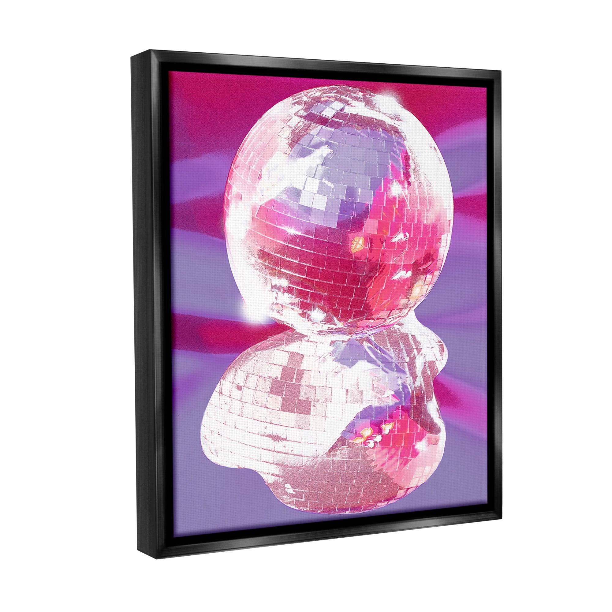 Stupell Industries Melting Disco Abstraction Abstract Painting Black Floater Framed Canvas Art Print Wall Art, 25 x 31