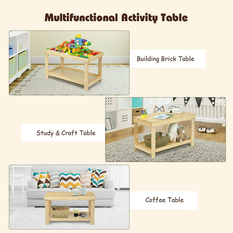 Big Bench Desk With 2 Chairs, Montessori Multifunctional Set , Certified  Solid Wood and Plywood Baby Registry Item Christmas Gift for Kids 