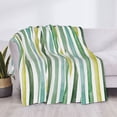 thumbnail image 6 of YFYANG Lightweight Warm Flannel Blanket, Vintage Green Watercolor Stripes Throw Blanket for Bed, Sofa, Travel, Camping, 50"x40", 6 of 7